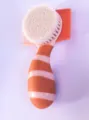 Baby hair brush and comb set with soft wool bristles and cute striped handle for newborn infant daily care. - Pure Wool Baby Brush