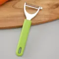 Pelapatate in acciaio inossidabile con manico verde, utensile da cucina per frutta e patate. - Pelapatate orizzontale