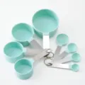 Set di tazze e cucchiai misuratori in plastica con manico in acciaio per cucina e dolci - Set di 10 Tazze Misuratrici / Azzurro