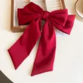 Pinza para el pelo con lazo de terciopelo francés y cintas largas, accesorio elegante. - 27# Pinza de pelo con muelle - rojo (lazo y cinta)
