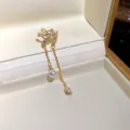 Elegante Perlen-Quasten-Ohrklemme mit Zirkonia, schickes Mode-Ohrschmuck für Damen ohne Ohrloch. - Quaste Ohrklemme Linkes Ohr Einzeln / Gold