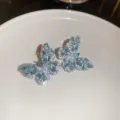 Silver needle zircon butterfly earrings elegant light blue crystal stud earrings jewelry for women - 23# Silver Needle Earrings - Blue with Zirconia Butterfly