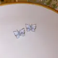 Silver Needle Zircon Butterfly Stud Earrings Elegant Fairy Style Fashion Jewelry Women - 37# Silver Needle Earrings - Silver Color (Crystal Butterfly)