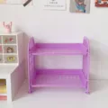 Scaffale da scrivania a due livelli viola, organizer compatto per cosmetici e cancelleria. - Viola