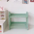 Scaffale portaoggetti da scrivania a 2 livelli in verde chiaro, ideale per organizzare cosmetici. - Verde chiaro