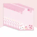 Süßes Cartoon Briefpapier Set im süßen Hasen und Kuchen Design, rosa Linien Briefbögen. - Erdbeere Hase Briefpapier / 10 Stück/Packung