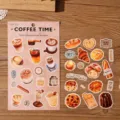 Niedliche Kaffee Brot Dessert Aufkleber ästhetische Schreibwaren dekorative DIY Tagebuch Bastelbedarf - Kaffeezeit