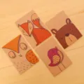 Süßes Mini Kraftpapier Notizbuch Taschenformat tragbares Tier Cartoon Tagebuch Memo Buch - 64K / Handgezeichnete Tiere Serie (Blanko-Innenseiten)