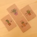 Mini Notizbuch Set aus Kraftpapier mit niedlichen Kaktus Illustrationen, tragbares Taschenjournal. - 64K / Kaktus Serie (Blanko-Innenseiten)