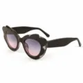 Modieuze gegradueerde zonnebril voor dames en heren, UV400 bescherming zwart montuur. - M6181 Glanzend zwart frame met grijs-roze glazen