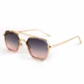 Women double-beam retro sunglasses gold frame gradient grey pink lenses stylish eyewear sku - M5261 Top Gray Bottom Pink Frame with Gray Pink Lenses