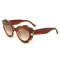 Stylish retro gradient brown sunglasses for women and men, unique wave design UV protection - M6181 Transparent Tea Frame Gradient Tea Lenses