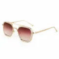 Retro double bridge metal sunglasses for women, trendy gradient pink lens clear frame eyewear. - M5261 Transparent Frame with Pink Lenses