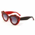Fashion cat eye sunglasses for women men UV protection trendy red frame grey lenses - M6181 Red Frame Double Grey Lenses