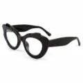Fashion novelty cat-eye clear lens glasses variant in bright black frame style. - M6181 Glossy Black Frame Clear Lenses