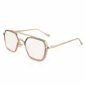 Retro double bridge women optical glasses variant, stylish metal frame clear lens eyewear. - M5261 Top Gray Bottom Pink Frame with Clear Lenses
