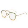 Retro Double Bridge Clear Lens Glasses Green Yellow Frame Fashion Eyewear Women Style - M5261 Top Green Bottom Yellow Frame with Clear Lenses