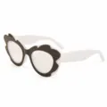 Fashion trendy sunglasses for women and men, unique white frame with black detail UV400. - M6181 White Frame Clear Lenses