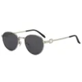 Vintage metalen ronde zonnebril voor heren, gepolariseerde UV-bescherming voor mode en rijden. - Zilveren Frame Grijze Lens