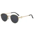 Vintage metalen ronde zonnebril voor heren, gepolariseerde UV-bescherming, trendy zonnebril. - Gouden Frame Grijze Lens