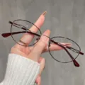 Luxueuze metalen kattenoog blauwlichtfilter brillenmontuur voor dames stijl mooi chic - 1.00 Dioptrie / Wijnrood Montuur
