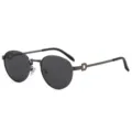 Retro metalen ronde zonnebril heren gepolariseerd UV-bescherming trendy rijbril stijl - Gunmetal Montuur Grijze Glazen