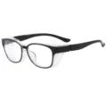 Zwarte anti-fog veiligheidsbril met heldere zijschilden tegen stof en wind. - Brons Zwart Frame