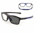 Heren sport meekleurende blauwlichtwerende bril op sterkte met blauw montuur. - SX058 blauw montuur / Grijs Fotochromisch Myopie -1.50