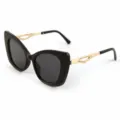 Retro Cat-Eye Zonnebril Glanzend Zwarte Montuur Grijs Glazen Mode Bril Dames Heren - M6303 glanzend zwart montuur grijze glazen