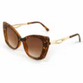 Vintage cat-eye metalen zonnebril met schildpadmontuur en stijlvolle bruine glazen. - M6303 schildpad montuur theekleurige glazen