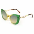 Retro Kattenoog Metaal Zonnebril Dames Grote Montuur Verlooplenzen Mode Nieuw Style - M6303 transparant groen montuur groen-gele glazen