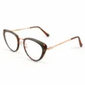 Stijlvolle cat-eye leesbril voor dames met schildpadpatroon montuur en metalen poten. - 1.00 Dioptrie / Schildpad