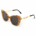 Vintage cat eye sunglasses for women with wood grain frame and dark grey lenses chic. - M6303 Wood Grain Frame Gray Lenses