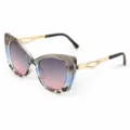 Vintage cat-eye sunglasses for women with translucent grey frame and gradient pink lenses. - M6303 Transparent Grey Frame with Grey-Pink Lenses