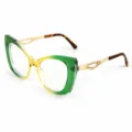 Retro gradient green cat eye glasses with metal temples and clear lenses for women fashion. - M6303 Transparent Green Frame with Clear Lenses