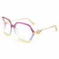 Oversized montuur met kleurverloop en metalen poten, transparant paarse montuur en heldere glazen. - M6273 Transparant paars montuur met heldere glazen