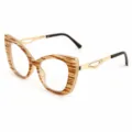 Vintage cat eye metal eyeglasses with wood grain frame and clear lenses for trendy fashion wear. - M6303 Wood Grain Frame with Clear Lenses