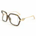 Oversized groen schildpad montuur met heldere witte lenzen en gouden metalen veren. - M6273 groen schildpad montuur met heldere glazen
