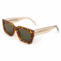 Fashion square sunglasses for men and women with tortoiseshell frame and dark green lenses. - ZT011 Tortoiseshell Frame with Dark Green Lenses
