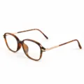 Tortoise shell frame anti-blue light reading glasses with gold temples variant style display. - Tortoiseshell Frame