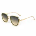 Lunettes de soleil carrées élégantes pour femmes et hommes, protection UV tendance chic. - M5268 Monture verte avec verres dégradés vert et jaune