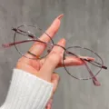 Koreaanse stijl roze goud metaal kattenoog optische bril montuur dames blauw licht - 1.00 Dioptrie / Elegant Roze