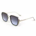Lunettes de soleil carrées tendance pour hommes et femmes avec verres dégradés anti UV. - M5268 Monture noir et argent avec verres gris bleu