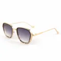 Lunettes de soleil carrées rétro, monture noire et léopard avec verres gris dégradés. - M5268 Monture haut noir et bas léopard avec verres dégradés gris