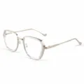 Lunettes de vue à monture métallique argentée et verres transparents au design carré élégant. - M5268 Monture argentée avec verres clairs