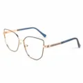 Polygoon metalen montuur optische bril, stijlvolle blauwlichtfilter bril voor dames. - Blauw