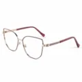 Purple large frame metal optical glasses for women and men, anti-blue light clear lenses. - Purple