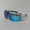 Men sports cycling sunglasses detail view, UV protection colorful windproof outdoor glasses. - XSY5316 White Frame with Ice Blue Mirror Lenses
