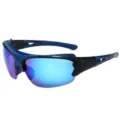 Gafas de sol deportivas para hombre ciclismo al aire libre protección UV coloridas y antiviento - XSY5316 Montura negro-azul con lentes de espejo azules