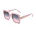 Roze oversized zonnebril met verloop, vierkant montuur met chic gouden detail. - M434 Roze montuur mit verloopglazen van grijs naar roze